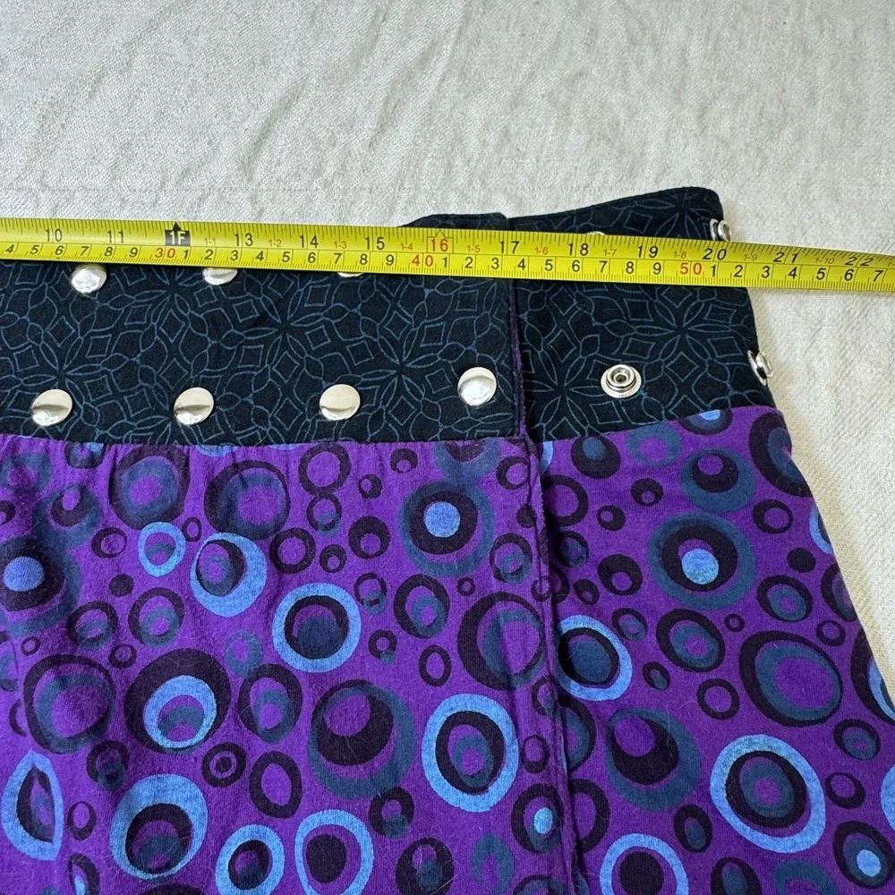 Womens Festival Wrap Around Reversible Mini Skirt Purple Boho Hippy Artsy Grunge